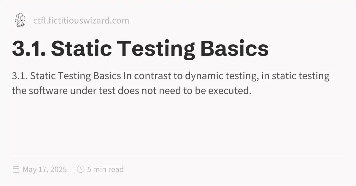 3.1. Static Testing Basics